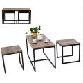 Metal and Wood Tea Table and Chairs Set